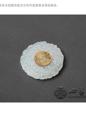 极速龙凤玉牌吊坠陈设随葬品摆件天然岫玉L雕刻寓意后代平安龙凤