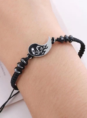 极速新款双龙中国风复古太u极阴阳龙手錬男女学生情侣编织手环礼