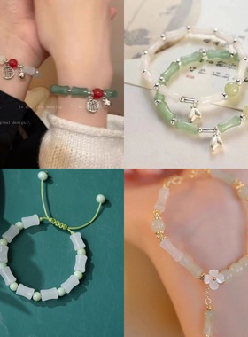 手链手串女ins小众可爱甜美糖果色手链爱心铃铛百搭学生闺蜜手串