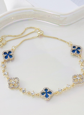 轻奢四叶花抽拉可调手链女款