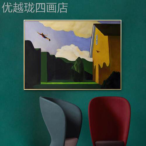 网红三小姐走大幅人物风画景术装饰艺工作室廊过壁画北欧道客厅挂 - 图1