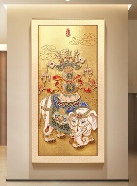 网红新大中式象玄关装饰画葫芦百福图走廊挂画喜庆红色入户正对门