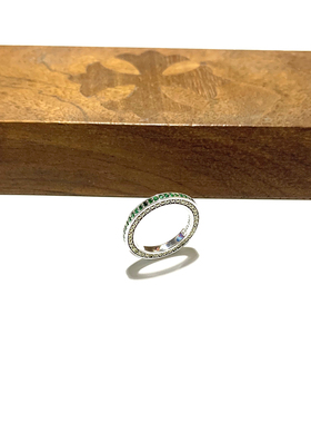 WANGWANG925纯银鸢红绿灯STOP镶嵌情侣三彩钻银饰奢华戒指指环