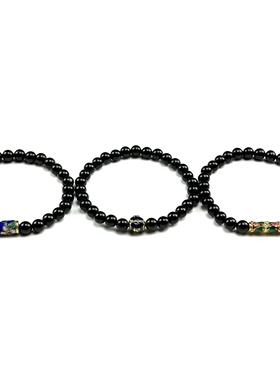 WANGWANG珐琅景泰蓝珠珠黑玛瑙绿松石情侣复古潮流银复古手链手串