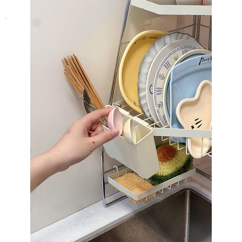 Drain rack, kitchen dish rack, sink side storage rack, dish rack, pool corner triangle rack, space-saving storage rack