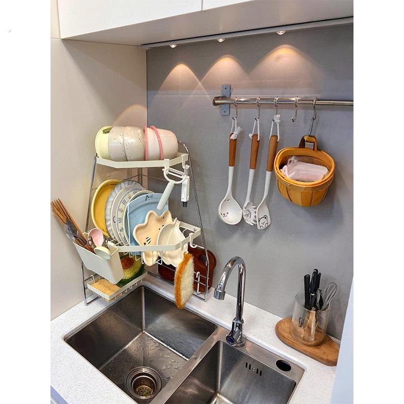 Drain rack, kitchen dish rack, sink side storage rack, dish rack, pool corner triangle rack, space-saving storage rack