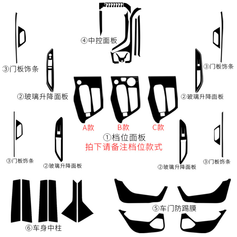 标致4008内饰改装贴纸标志5008专用碳纤维纹中控排档位装饰膜配件-图2