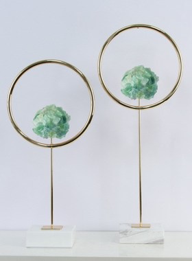 北欧轻奢几何紫水晶m花球摆件客厅玄关电视柜办公室乔迁装饰品摆