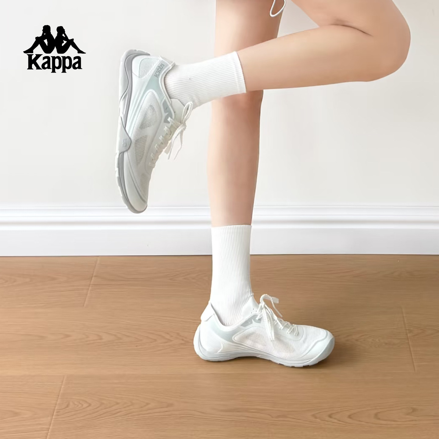 Kappa赤足鞋女鞋网面透气板鞋女款2026夏季薄款运动网鞋小白鞋子