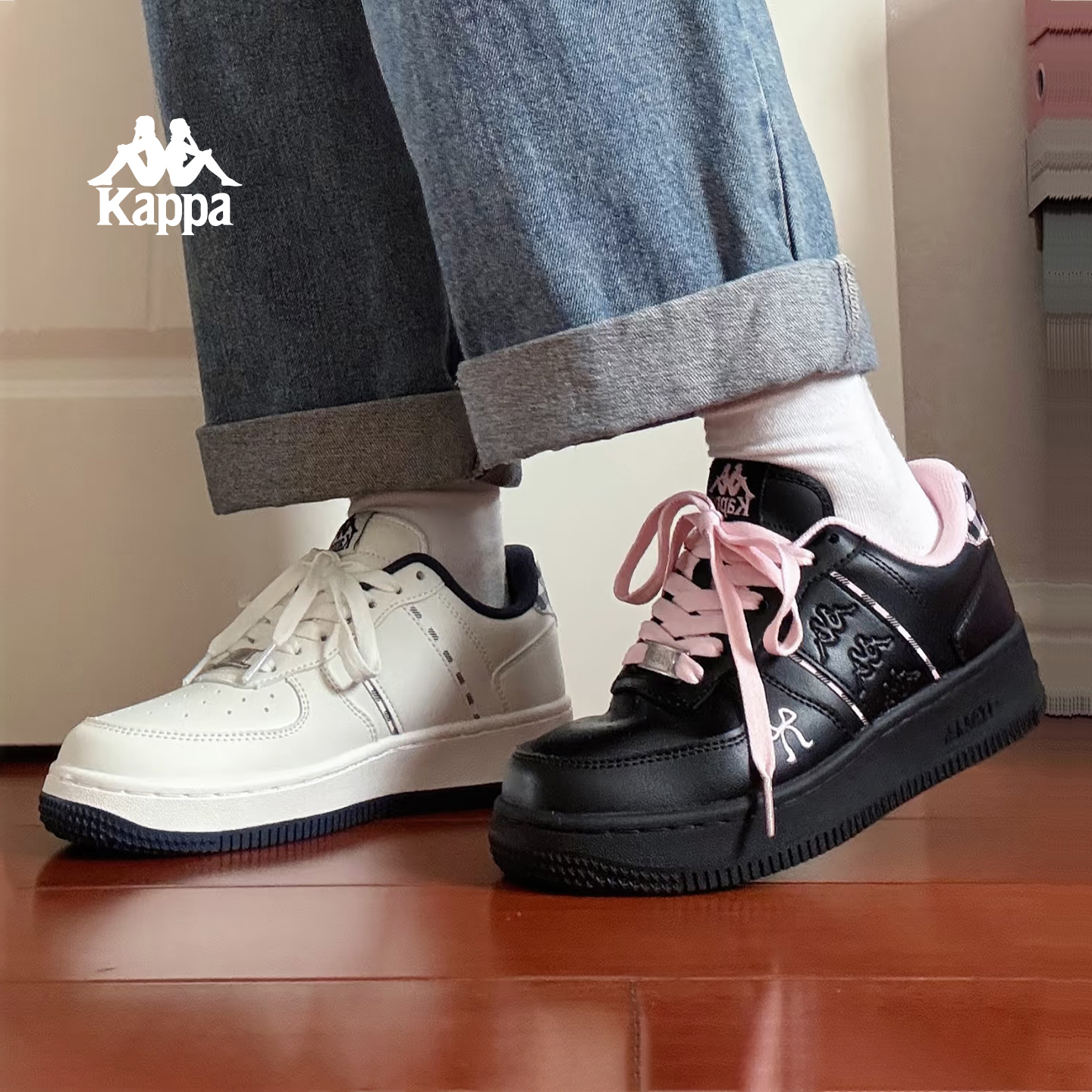 Kappa女鞋板鞋女款2025秋冬新款厚底百搭小白鞋学生休闲运动鞋子 - 图1