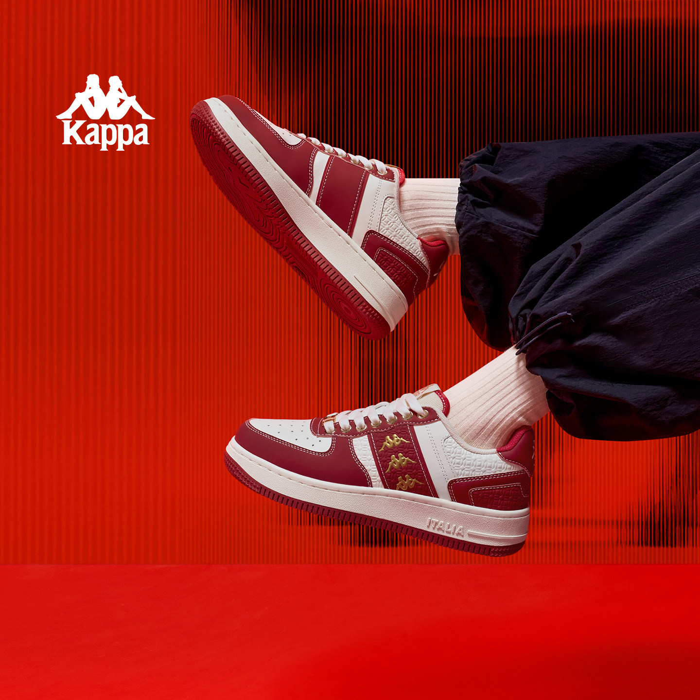 Kappa女鞋红色板鞋女款2026秋冬新款厚底新年鞋子婚鞋运动鞋子男,淘宝优惠券,粉丝福利购,淘宝优惠卷