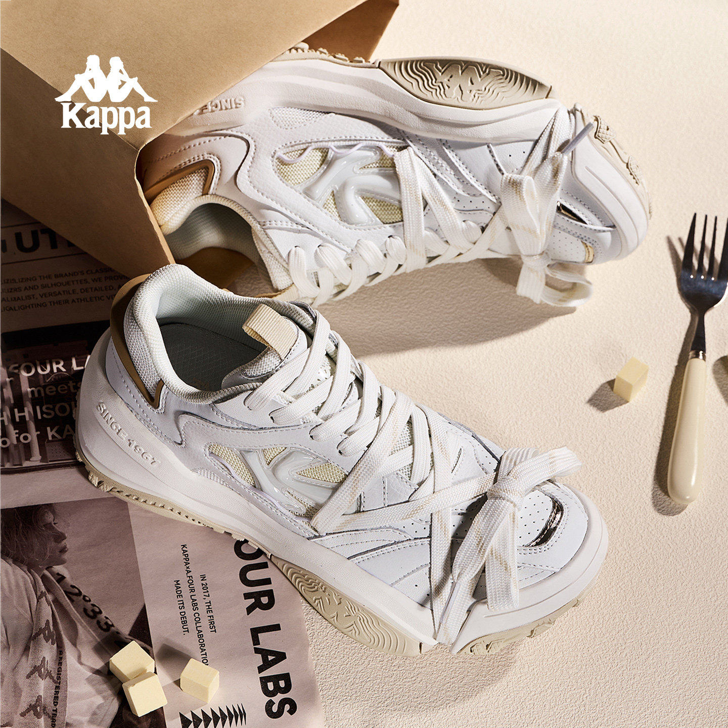Kappa|方糖女鞋老爹鞋女款2026新款厚底小白鞋百搭休闲运动鞋子女,淘宝优惠券,粉丝福利购,淘宝优惠卷