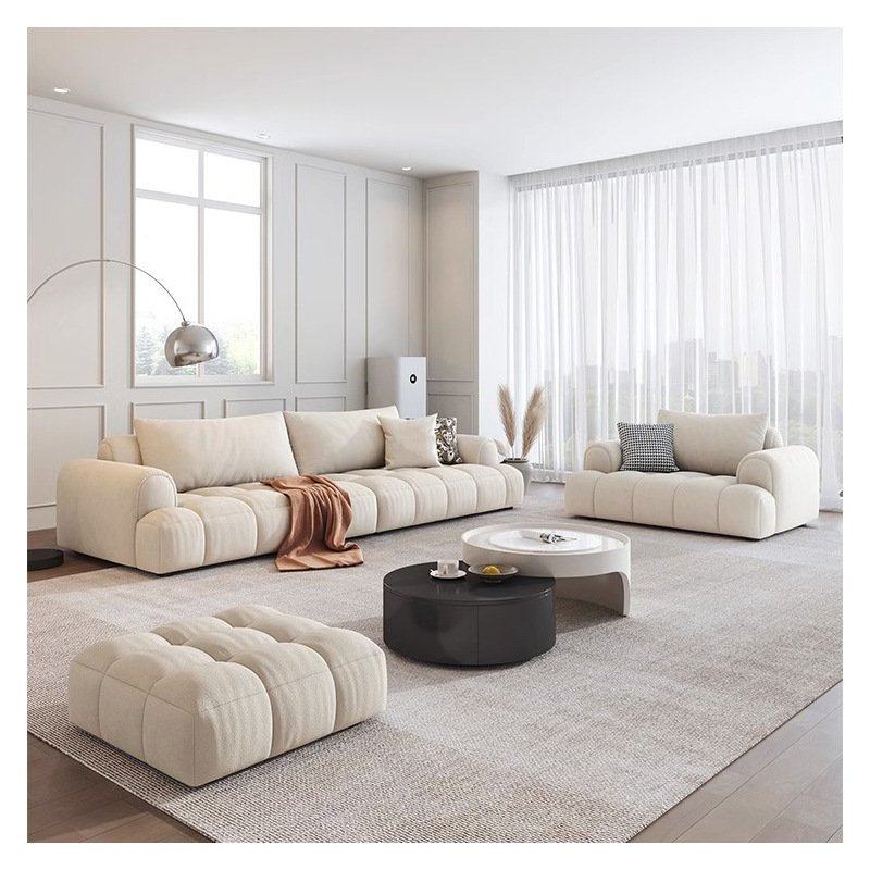 科技布艺沙发小户型客厅现代简约sofa定制奶油风格泡芙L形抗菌,淘宝优惠券,粉丝福利购,淘宝优惠卷