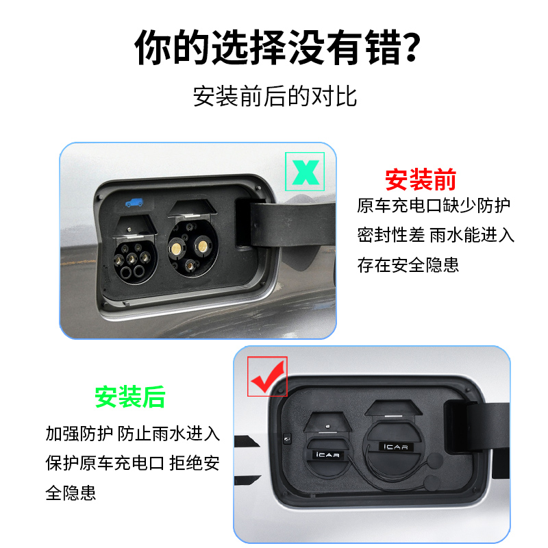 适用奇瑞icar03充电口防水盖硅胶分体保护盖防尘盖汽车装饰改装件 - 图2