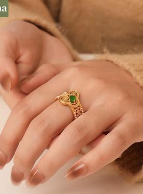 NININA沙金镂空如意戒指