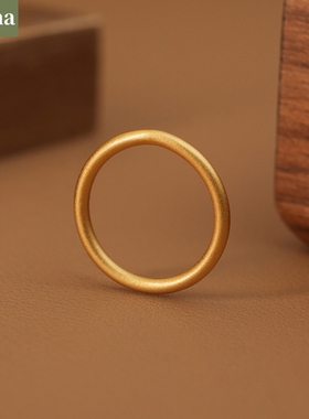 NININA复古磨砂素圈戒指古法素圈沙金戒指情侣对戒生日礼物送女友