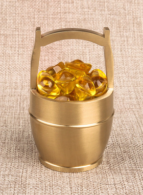 极速黄铜摆件一桶金江山水桶铜缸复古创意办公室酒V柜家居钥匙收