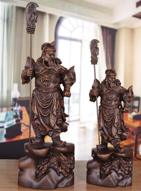 极速招财关公摆件实木雕塑供奉招财关帝君家用客S厅玄关公司办公