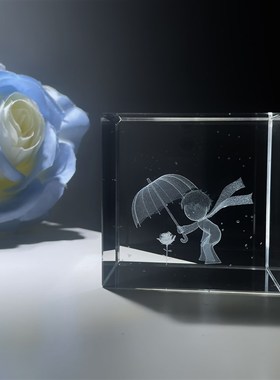 极速因为你是我的玫瑰,所x以我只为你撑伞 浪漫水晶小摆件生