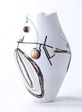 现代家居意式轻奢趣o味手绘陶瓷花瓶样板房客厅摆件售楼处花插花