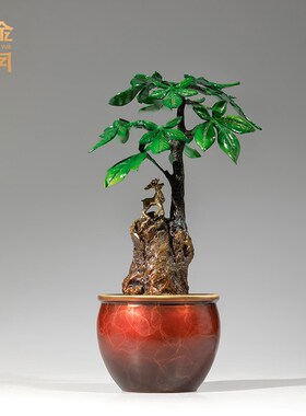 《发财树》铜摆件工艺品新中式国风客厅玄关博古架电视柜酒柜装饰