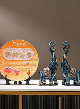 好柿发生摆盘新中式装饰摆件高档电视柜酒柜招财小鹿客厅茶几摆设