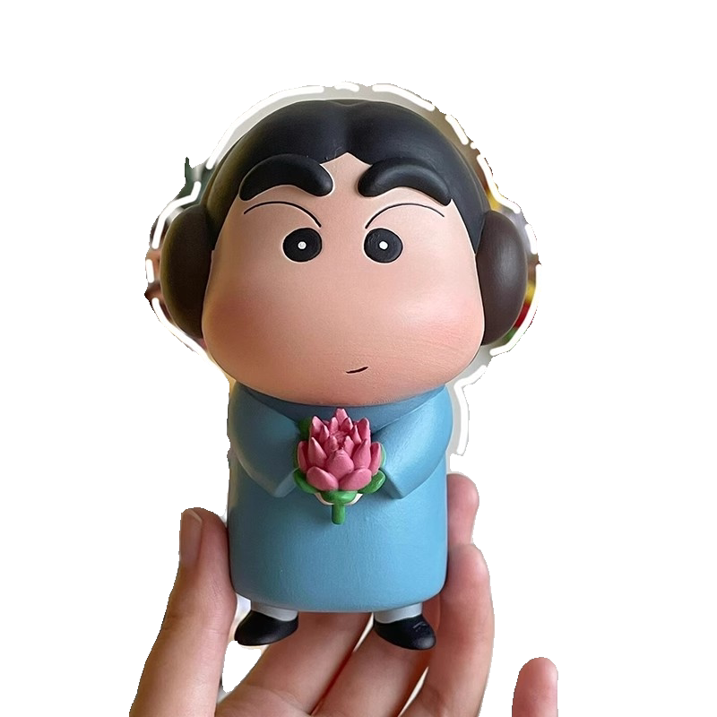 请回答1988正峰蜡笔小新摆件手捧莲花好运莲莲办公室桌面生日礼物