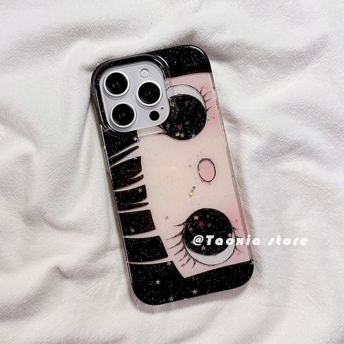 可爱大眼动漫女孩适用苹果16手机壳iphone15promax小众卡通高级感13/14硅胶17pro保护套新款防摔全包边女软壳 - 图1