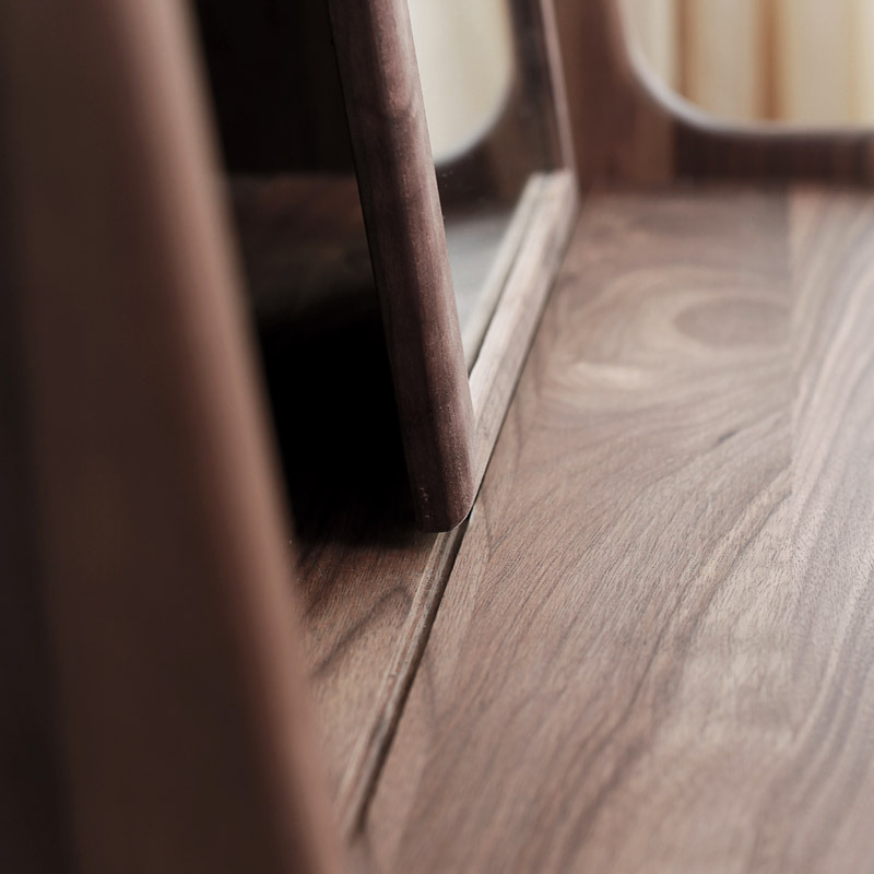 北美黑胡桃梳妆台现代简约小户型卧室化妆台橡木樱桃木带镜子 - 图2