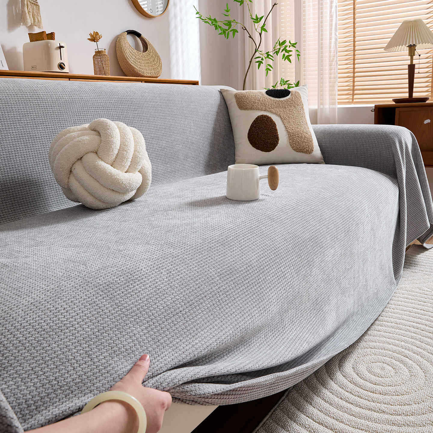 纯色雪尼尔沙发巾简约现代沙发盖布全包一片式沙发套罩垫子防猫抓,淘宝优惠券,粉丝福利购,淘宝优惠卷