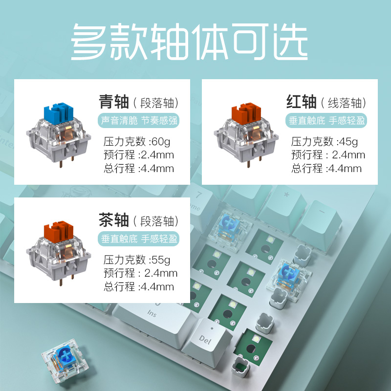 Esonne K99青轴游戏热插拔机械键盘有线外接笔记本电脑电竞茶轴 - 图1