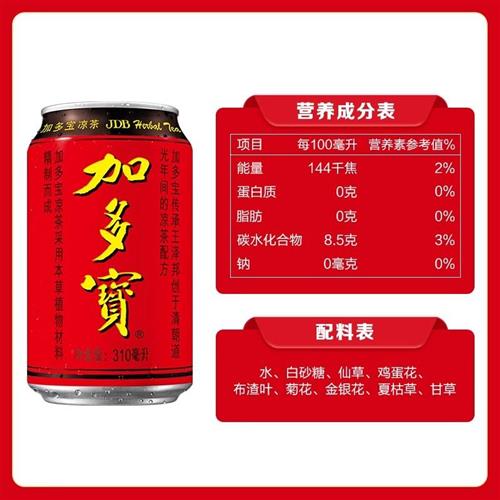 加多宝凉茶310ml*24罐装整箱怕上火植物草本饮品夏日火锅解暑饮料 - 图2