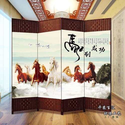 中式屏风隔断客厅2025新款简易卧室遮挡帘挡板折叠移动家用办公室 - 图2