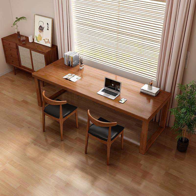 全实木书桌学生家用卧室学习桌写字工作台办公桌现代简约电脑桌子 - 图3