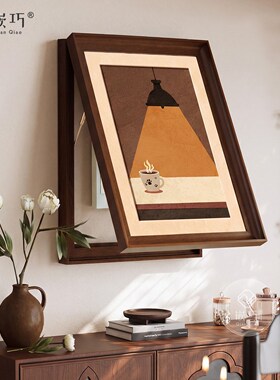 网红古风中花卉电表箱装饰画高级感配电箱挂画复古总开关盒竖版遮