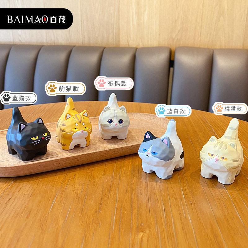 百茂原创木雕风站姿喵喵树脂公仔摆件可爱布偶创意家居桌面装饰品,淘宝优惠券,粉丝福利购,淘宝优惠卷