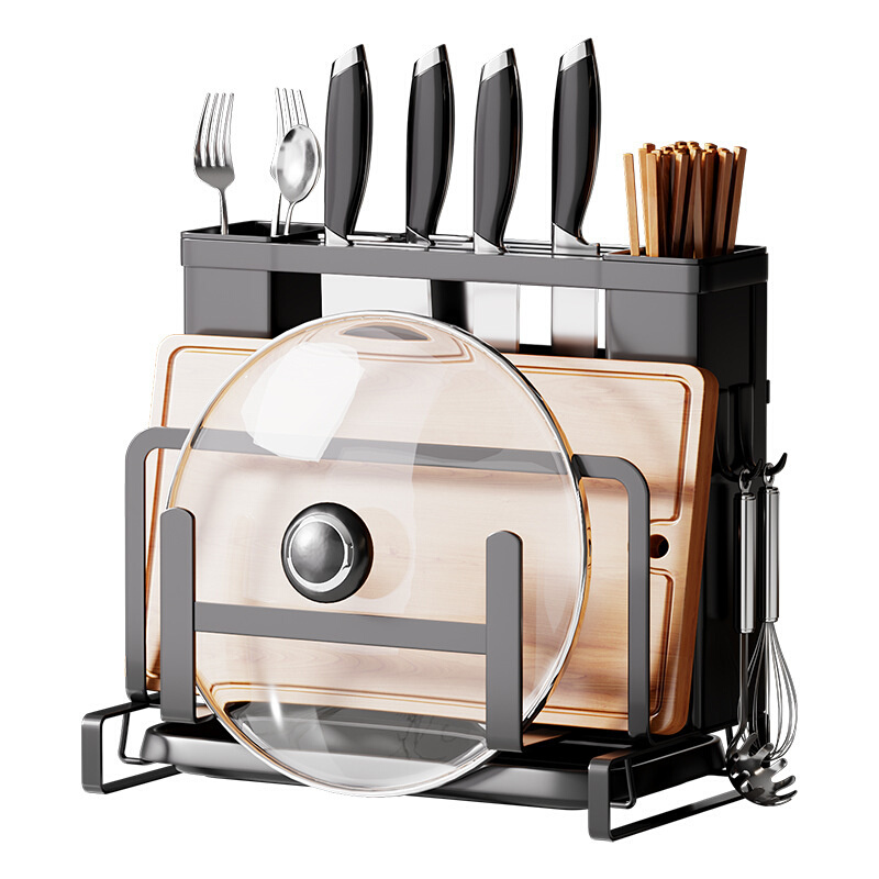 不锈钢厨房刀架置物架多功能刀具刀架砧板架一体筷筒收纳整理架子 - 图3