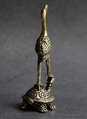 极速实心纯黄铜办公桌面小摆件仙鹤龙龟茶宠饰P品工艺品礼品手把