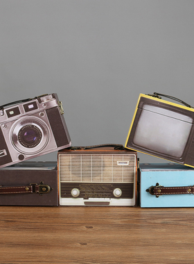 极速复古怀旧照相机n收音机手提小木箱木盒收纳木箱装饰品摆件拍
