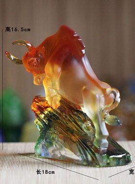 极速古法琉璃牛摆件牛气冲天室内C客厅办公室店铺摆放送礼纯手工