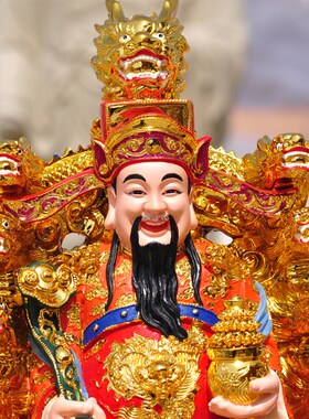 极速九龙椅财神树脂红衣文财神爷佛像寺庙佛堂家Q用桌面供奉摆件1