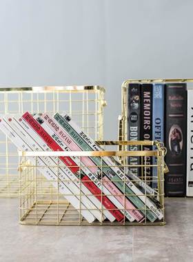 极速北欧b简约桌面铁艺储物篮带手提置物篮家居衣物水果实用收纳