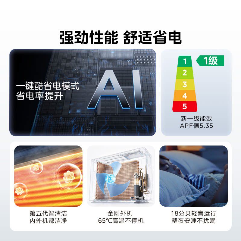 【新品首发】美的空调1.5匹挂机新一级能效除菌可爱多静优风TB1