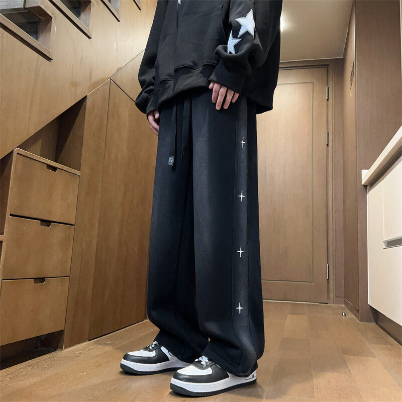 2025春季新款青少年休闲裤学生裤子大码阔腿裤直筒高街宽松潮流,淘宝优惠券,粉丝福利购,淘宝优惠卷