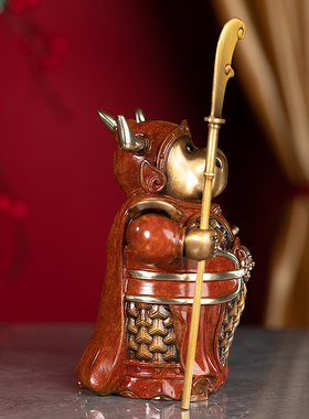 新品朱炳仁铜e 牛二爷 家居工艺品新年牛摆件装饰品客厅牛摆件办