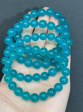 新品新疆高冰天河l石手链 单圈手串 颜色深 晶体透 品相好