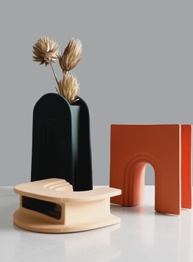 新品新中式摆件高端样板房创意客厅酒柜博M古架禅意异形花瓶花器