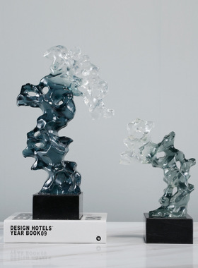 新品新中式树e脂仿真桌面太湖石禅意摆件创意家居客厅酒柜博古架