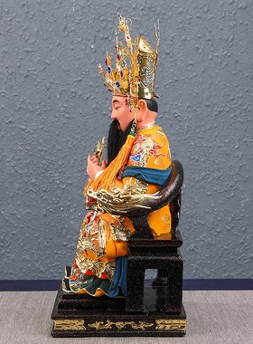 极速保生大帝木i雕佛像家用供奉神医吴真人大道公神像披风帽子