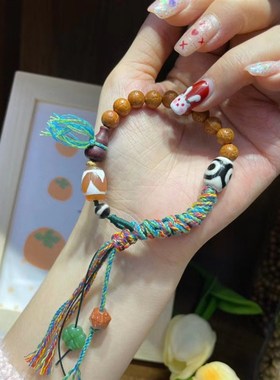 极速无齿金刚菩提手链 搭配玛瑙天珠 紫檀葫芦 YCF119